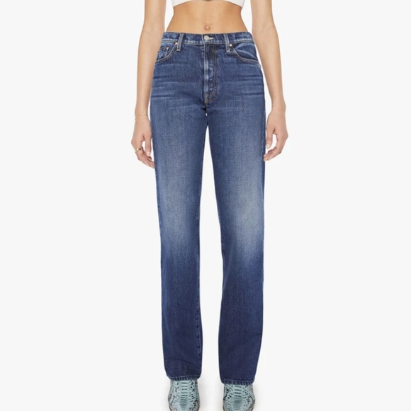 MOTHER Denim - MOTHER SUPERIOR Rambler Zip Sneak sz 30 in Unplugged, a Dark Blue w/ Clean Hems